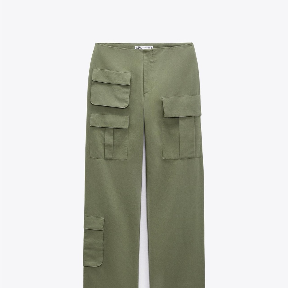 Zara Cargo Green Pants Utility Style